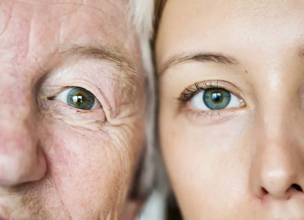 An image of a Family generation green eyes genetics concept.