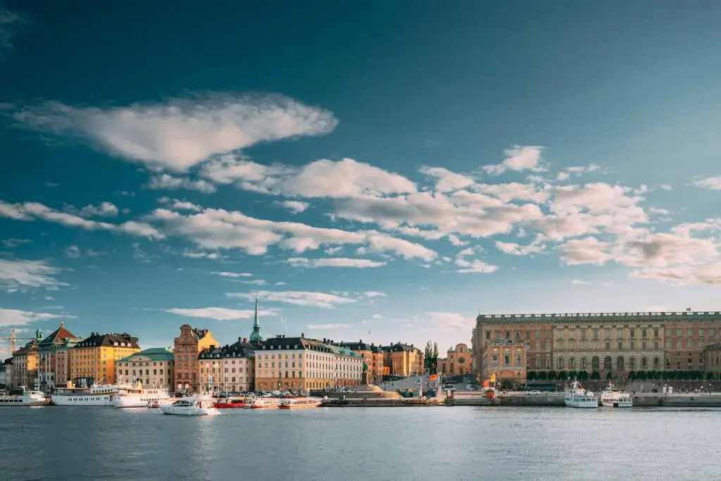An image of Stockholm, Sweden. Scenic Famous View Of Embankment In Old Town Of Stockholm At Summer. Gamla Stan.